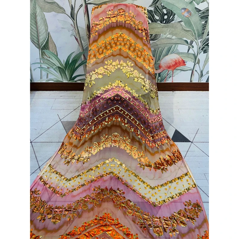 Ready To Ship Pure Silk Dress Somali Diracs Set Fabric Jacquard Printed Hand Painting Color Dress