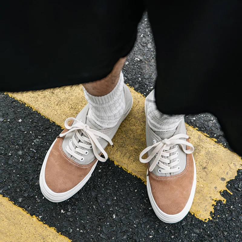 custom logo summer pig genuine leather fitness flat sport walking style casual trendy canvas shoes men