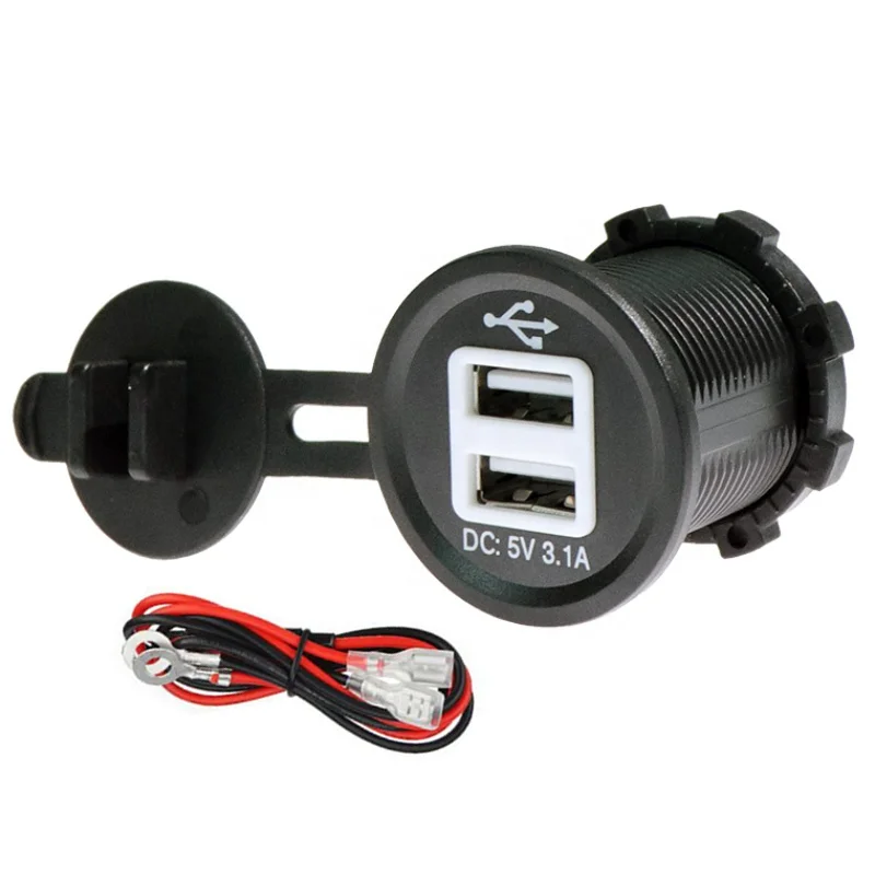 12V 24V Car Adapter Motorcycle Motorbike Bike 5V 2.1A Dual USB Car Charger Socket