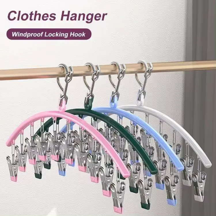 Factory Direct Sale Multi-Functional Stainless Steel 10 Clip Underwear Socks Metal Hanger For Household And Daily Use