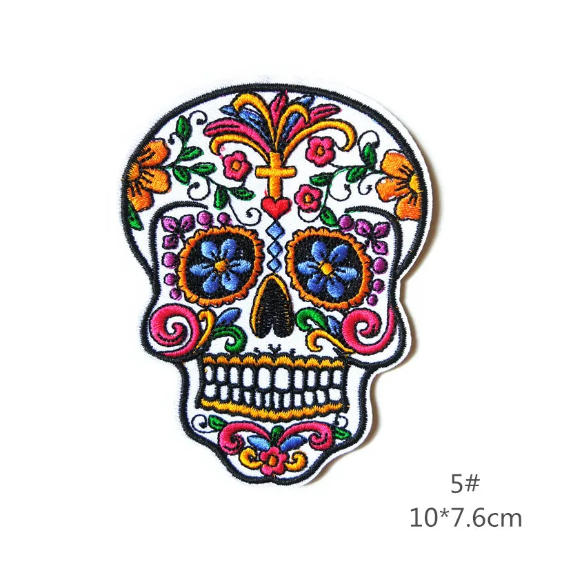 Boutique Embroidery Cloth Stick Skeleton Ghost Head High-end Garment Accessories Chest Sticker Fabric Handmade Chenille Resin