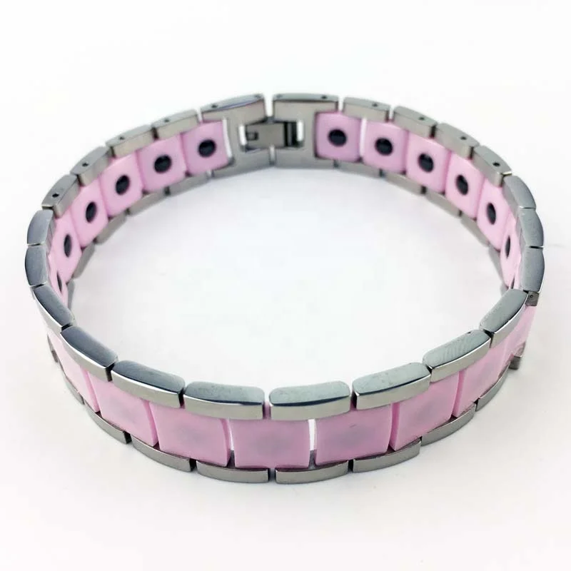 
9025 Pink ceramic bracelet gold plated rose hematite beads key chains bangle women hand bangles round beads bracelet new arrival 