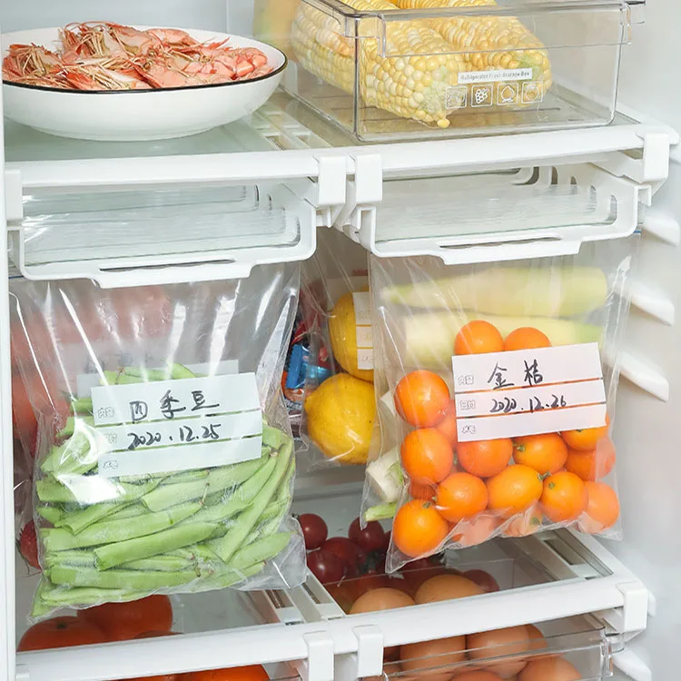 Hanging Storage Clip Slide Rail Tray for Access Food and Organize Zipper Bag