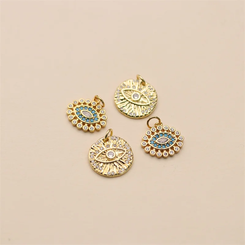 High Quality Nickel Free Anti Fading 18k Gold Plated Oval Eye Charms For Jewelry Necklace Making