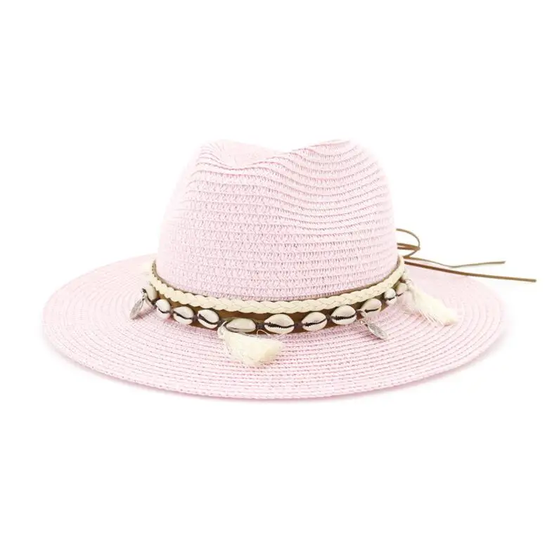 2022030801 Shell Belt Straw Knitted Sun Hat