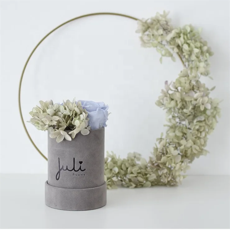 Luxury wholesale round hat box velvet flower gift box