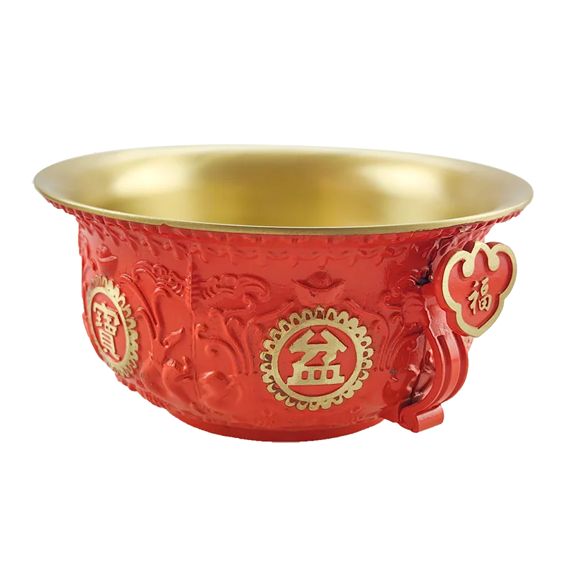 Customize design home fortune ornament metal product Chinese traditional copper gold rich brass bowl fengshui ornaments product