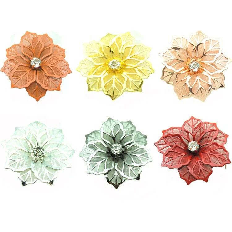 
Custom Luxury Weddings Rose Gold Flower Rhinestone Napkin Rings 