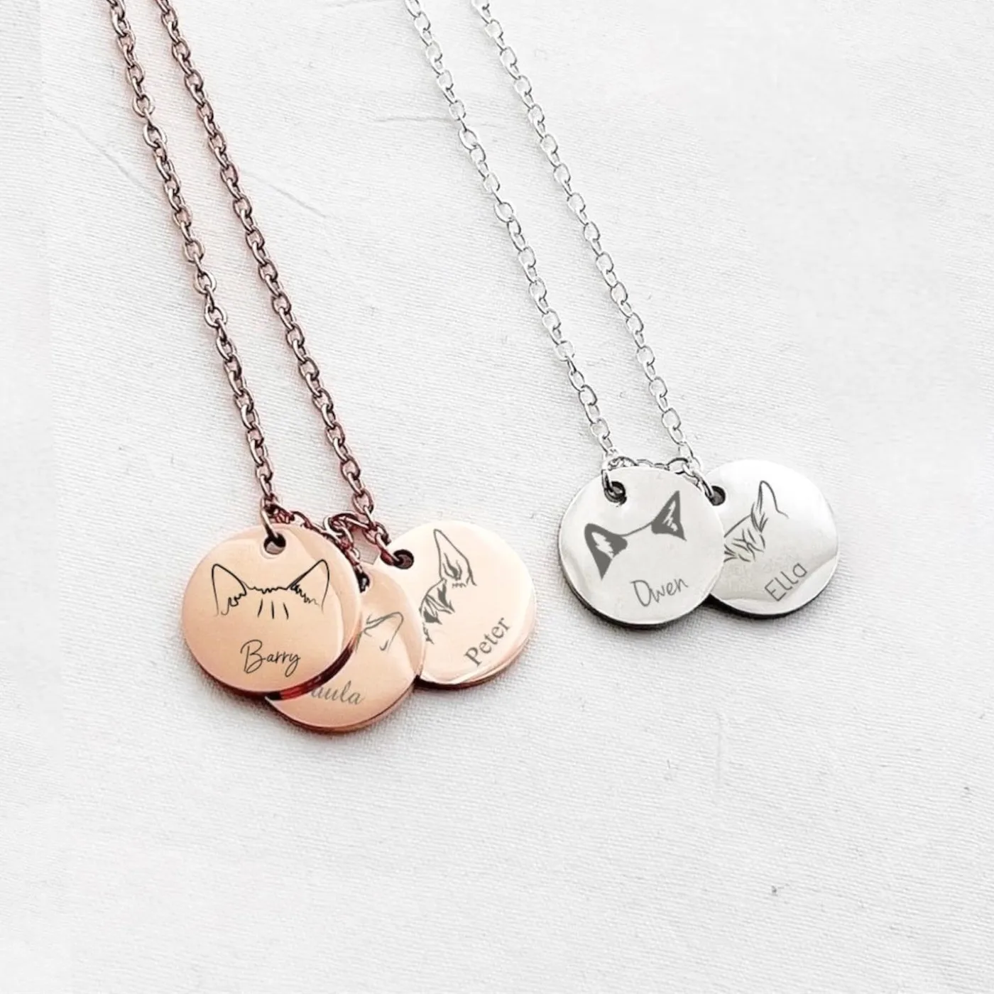 Custom Personalised Engraved Cat Ears Breeds Name Necklace Cat Memorial Cat pendant charm gift for her Jewellery