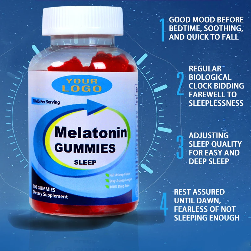 Wholesale Sleep Deep Aid Melatonina/Melatonin Gummies Candy With Vitamin B6 Hemp Oil Ashwagandha L-theanine 5-HTP