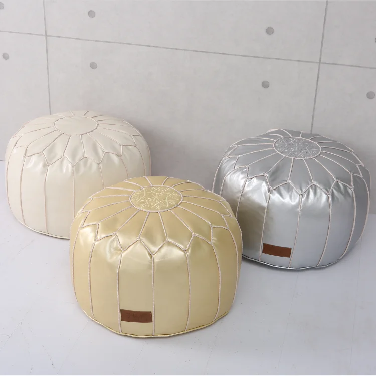 embroidery leather moroccan pouf bean bag