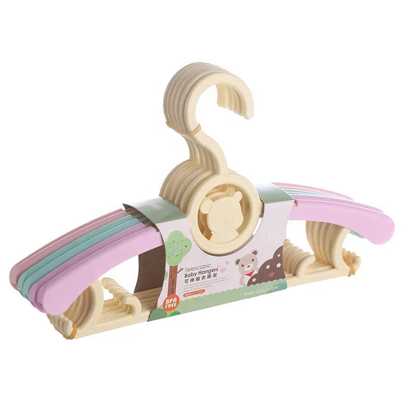 Wholesale Factory Groove Design Scalable Heavy-Duty Plastic Baby Clothing Hangers for Baby Children Kids