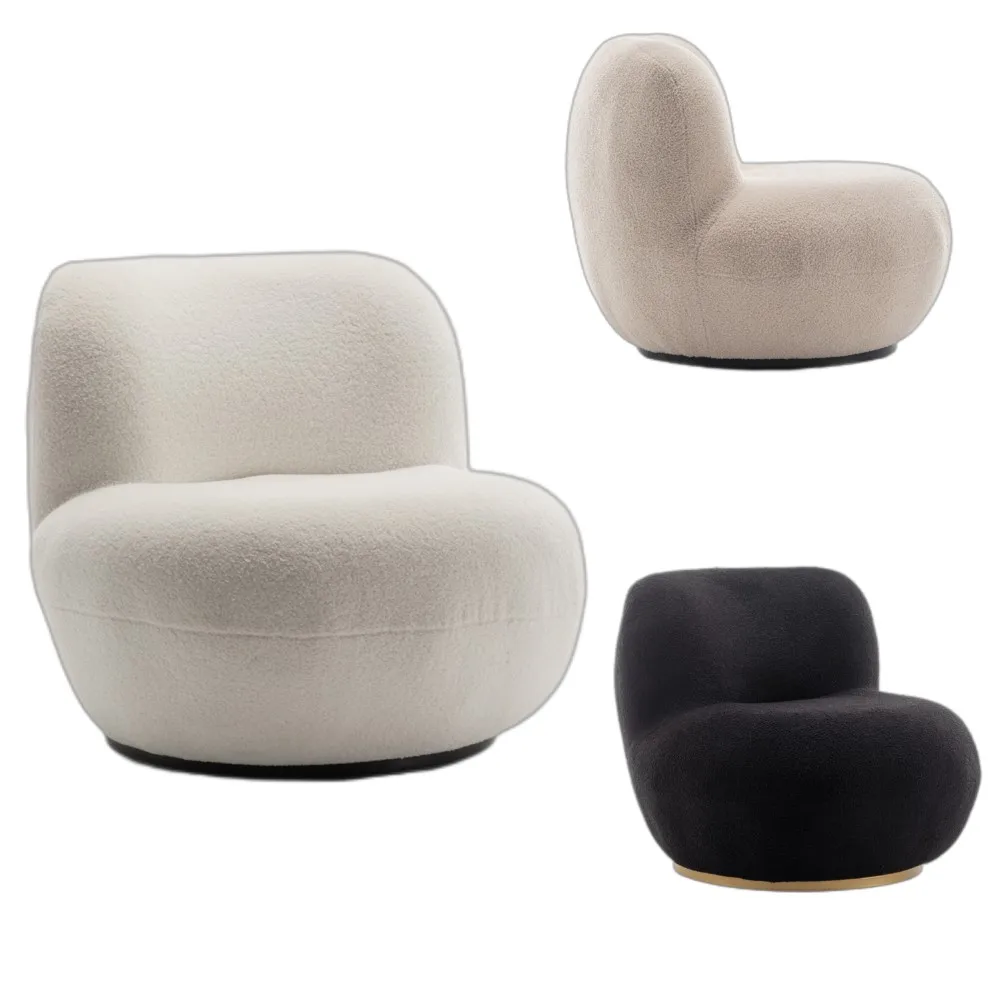 Luxury Relax Leisure Accent Chair Living Room Furniture Metal Swivel Leisure Modern Fabric Armchair Home Furniture Chair Nordic