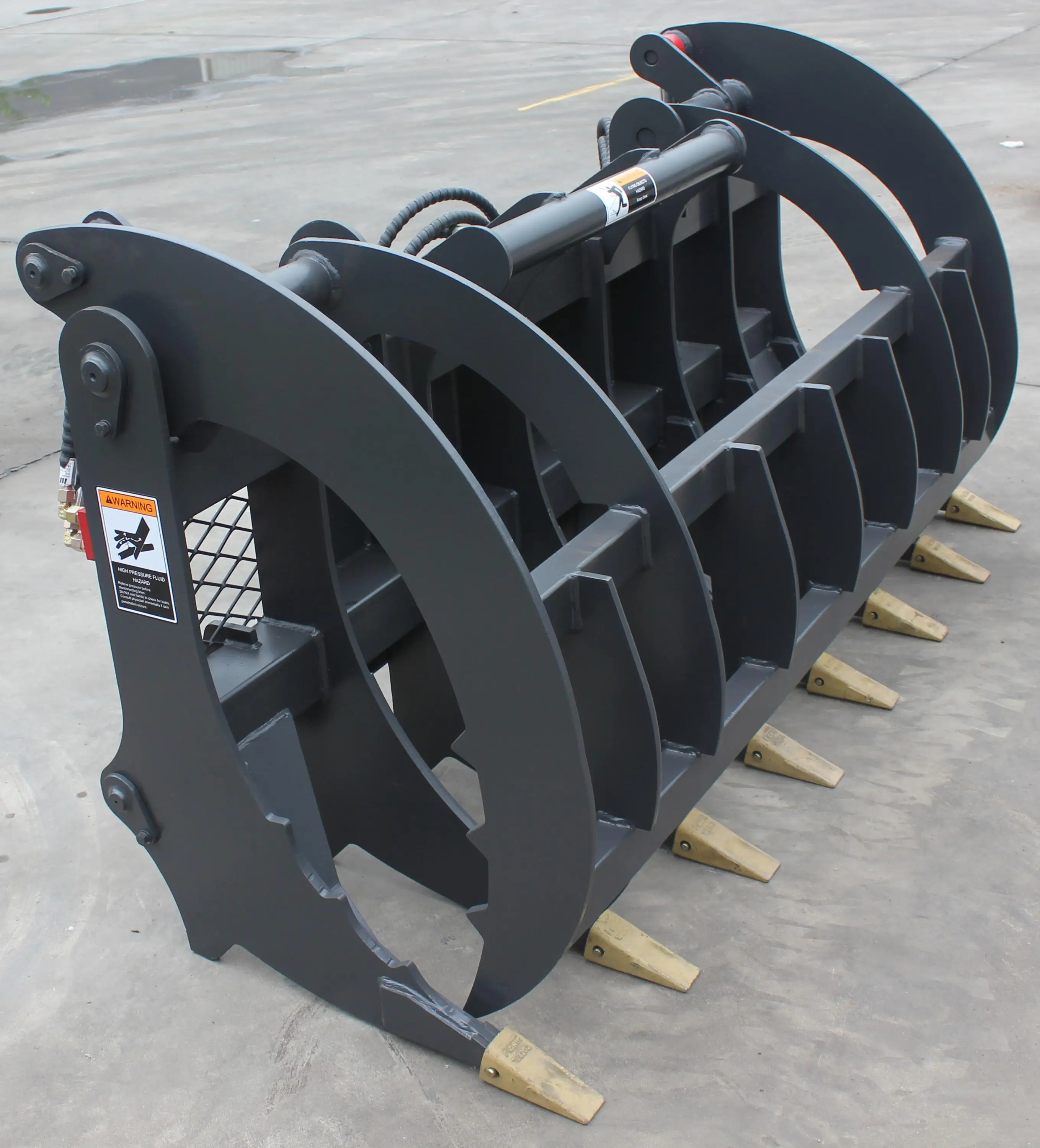 RSBM Hydraulic Rake Grapple Bucket Skid Steer Loader Root Rake Grapple Loader Grass Grapple
