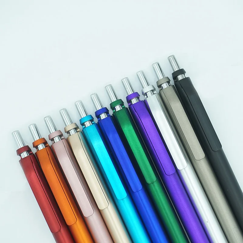 Thin Body Metallic Colored Painted Barrel Chromed Plunger And Tip Slimline Ball Point Pen Kits