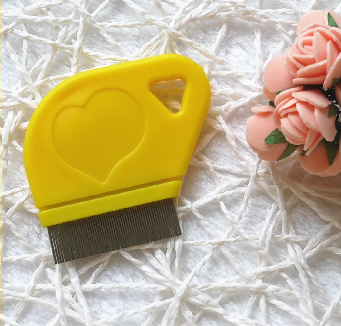 Heart Shape Plastic Handle Nit Lice  Flea Comb With Stainless Steel Teeth
