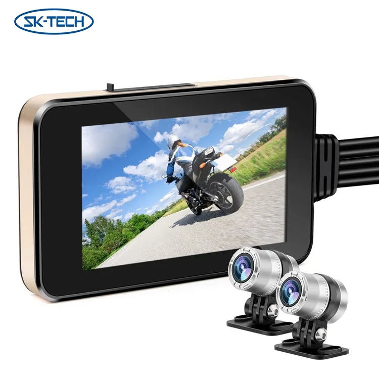 
4.0Inch 2 Channel waterproof dash cam recorder motorcycle camera dvr 