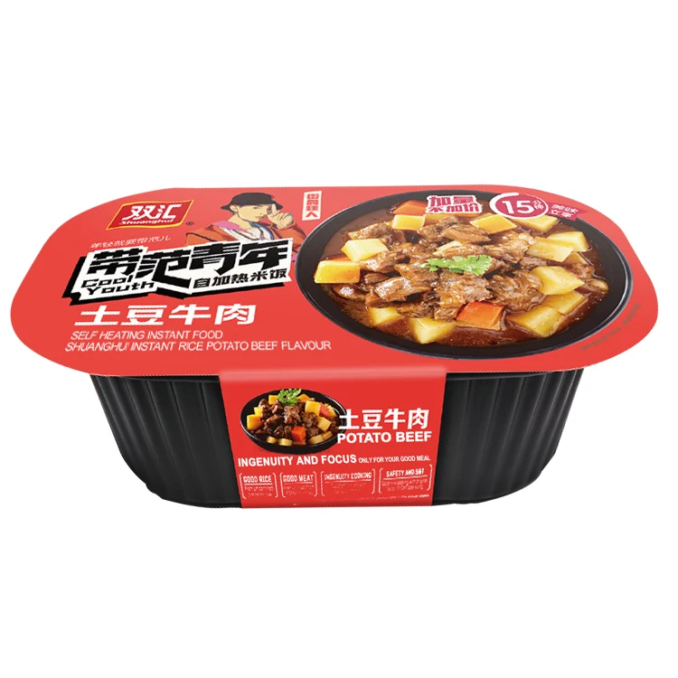 Оптовая продажа китайские удобные рисовые продукты бренд Shuanghui тушеная говядина картофель самонагреваемость быстрорастворимый рисовый обед