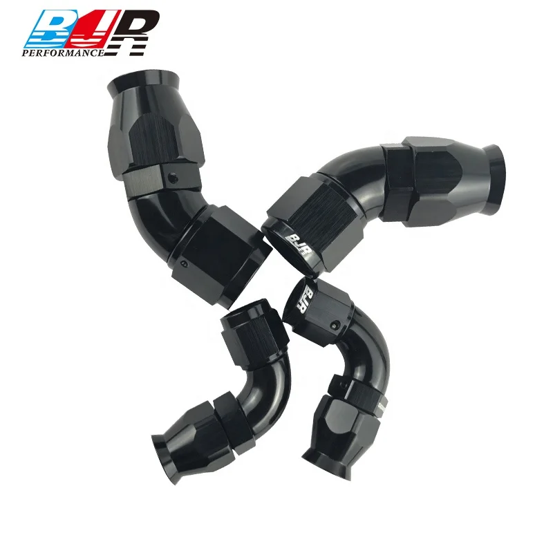 BJR  45 Degree Aluminum Female AN Thread to AN Fuel Oil PTFE Hose Line  Full Flow AN Fittings