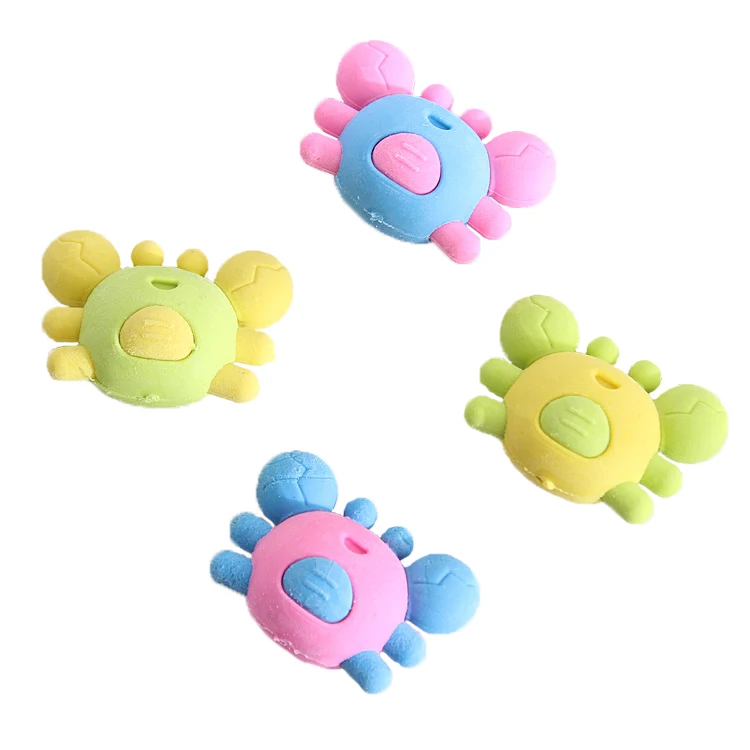 New Designer Promotion Crab Shaped Cute Eraser Custom Rubber Erasers for Kids