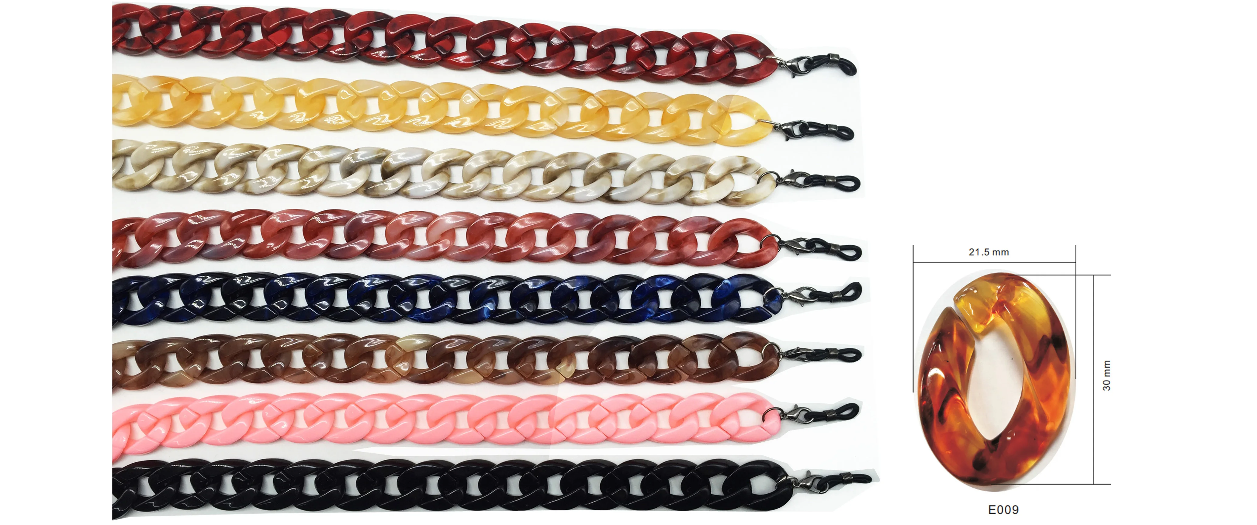E009 Customized New Colorful Long Clear Acrylic Link Necklace Glasses Chain for Sunglasses