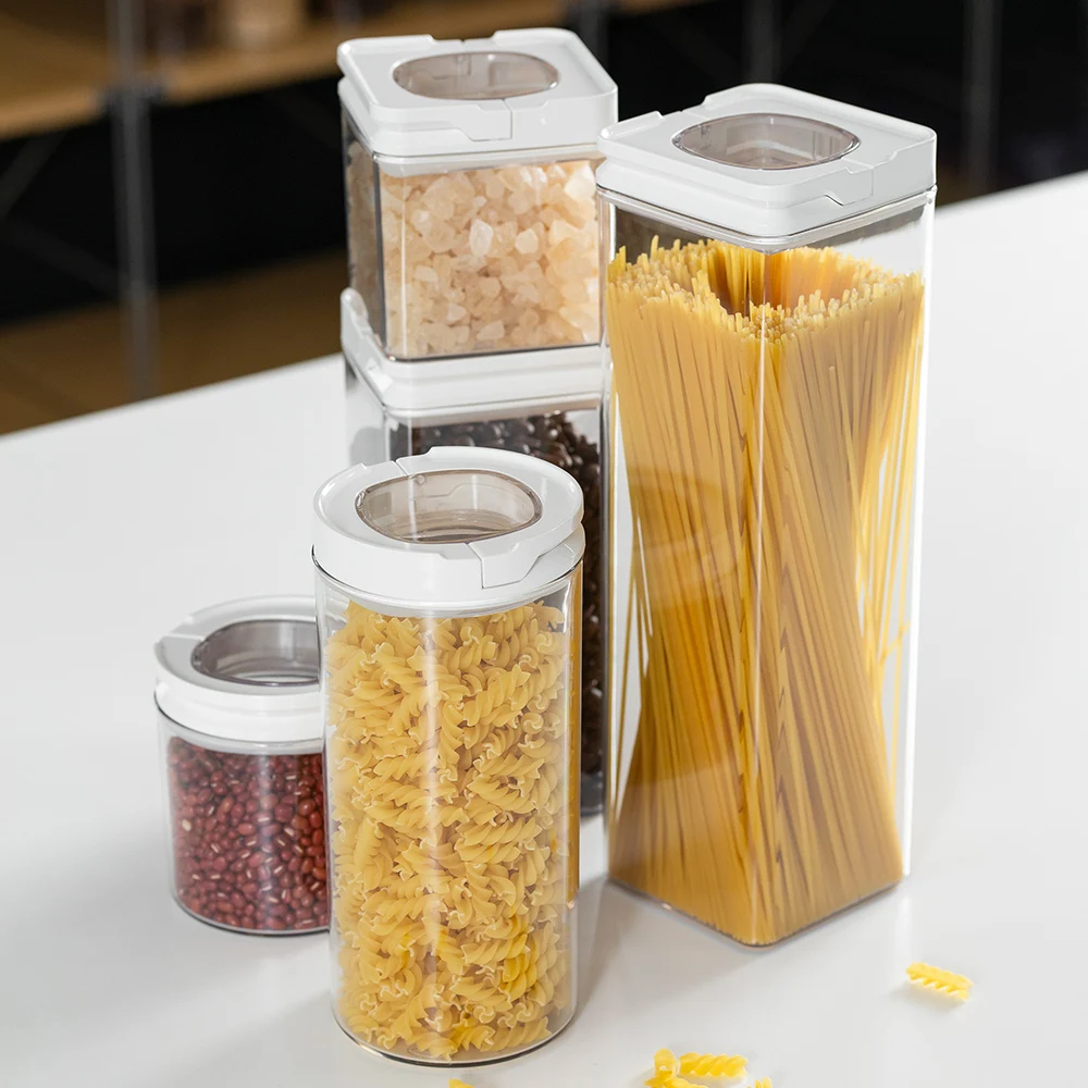 Amazon hot sale plastic kitchen food moisture-proof fresh non-toxic sealed cans with lid