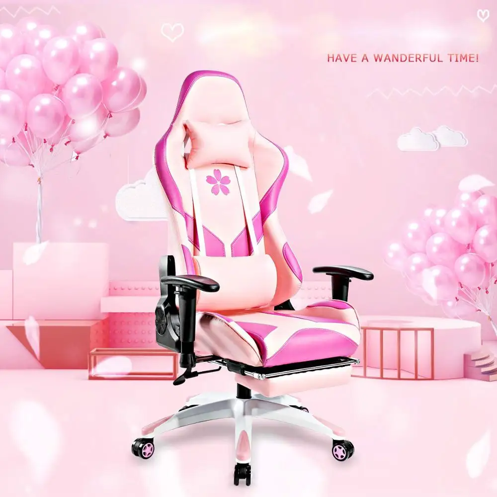 Free Sample Cheap PU Leather Silla Gamer Rosa Ergonomic Pink Gaming Chair