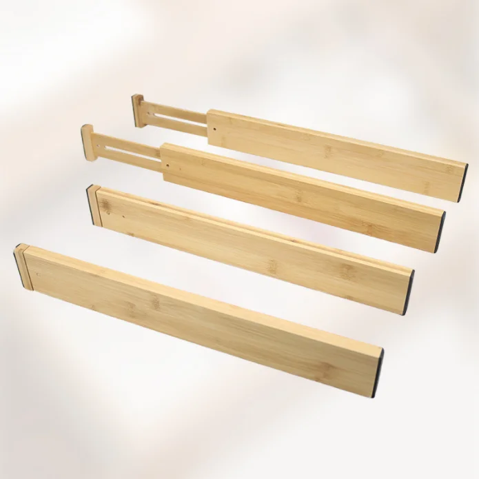 Adjustable bamboo space drawer dividers organizer retractable expandable wood bamboo drawer dividers with inserts