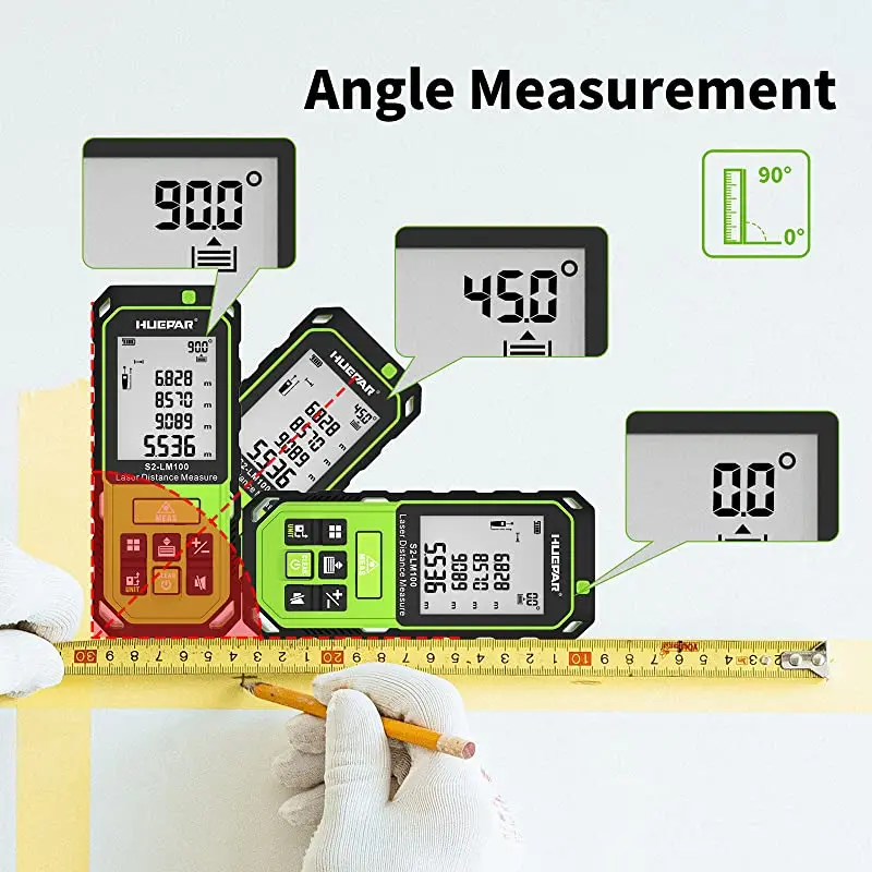 2022 New design Huepar Green Beam 100M Laser Distance Meter S2-LM100 Green Light Small Size And Portavle Rangefingder