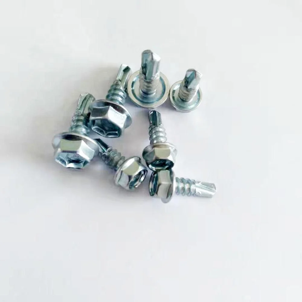 
EPDM washer zinc plated din 7504 hex head patta self drilling roofing screws 