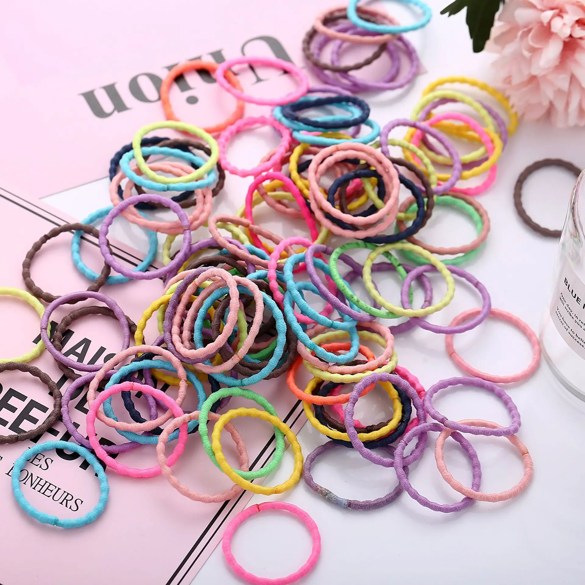 VRIUA 100 pcs/lot Kids Elastic Hair Bands Girls Children Hair Accessories Scrunchy Headbands Rubber Band Hair Rope