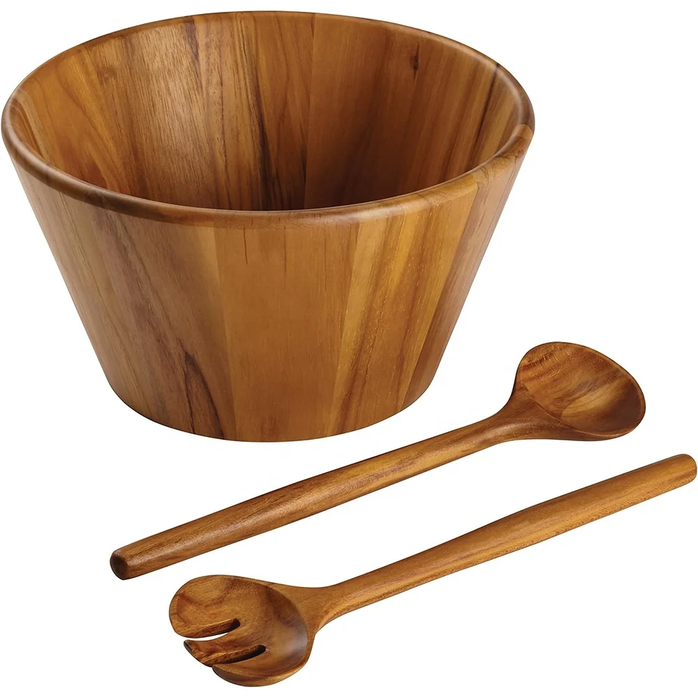 FLYWOD kitchen tools acacia wood vegetable fruit bowl wooden salad bowl wooden bowl