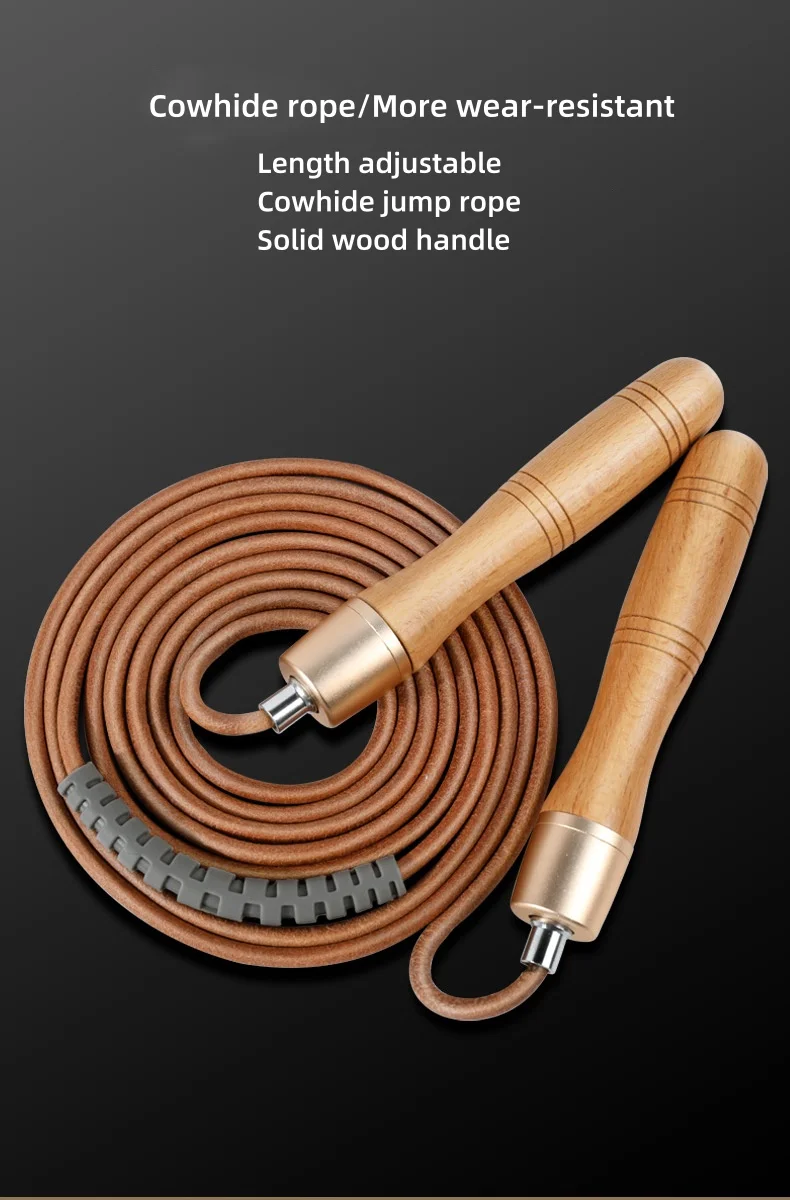 Wholesale Customized Adjustable Jump Ropes with Wooden Handles Fitness and Training Exercise Skipping Rope