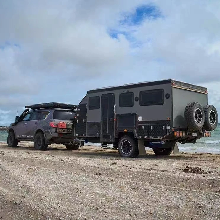 Small Off Road Teardrop Caravan Camping Travel Trailer with tent hybrid caravan