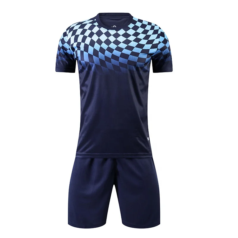 2023 New Design Blank Uniform Wholesale Blue And White Soccer Jersey