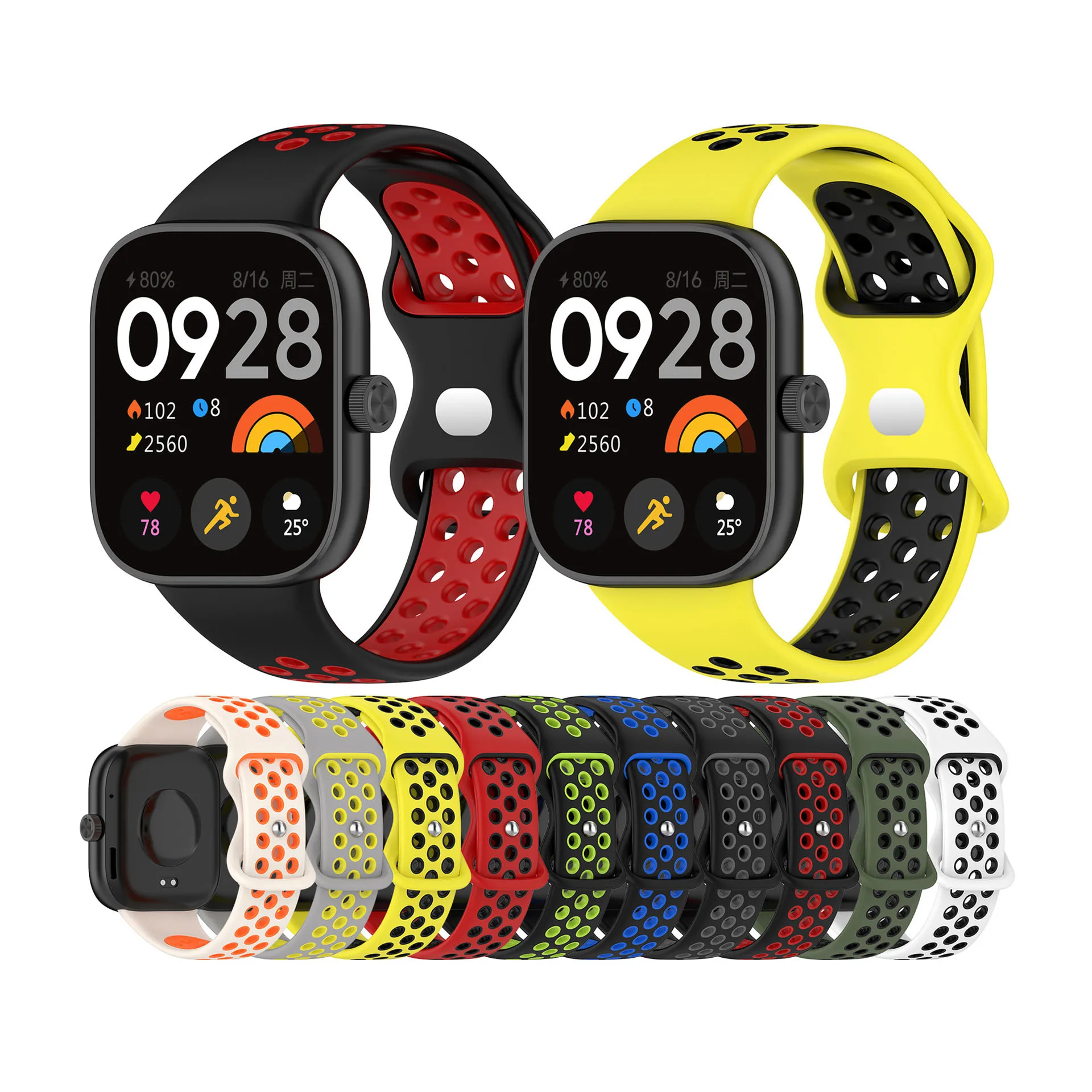 Tschick Bicolor Silicone Strap For Xiaomi Mi Band 8 Pro Breathable Smart Watch Bracelet For Redmi Watch 4 WristBand Accessories