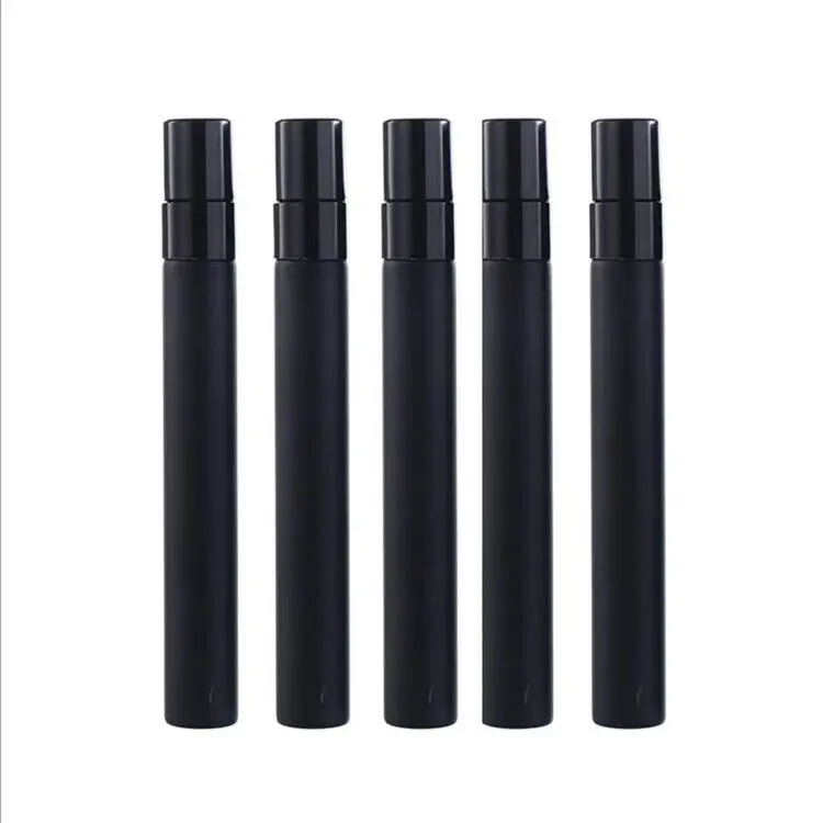Wholesale 10ml Matte Black Perfume Glass Bottle Aluminium Spray Cap Atomizer Type Print Application 3ml Capacity Glass Vial Tube