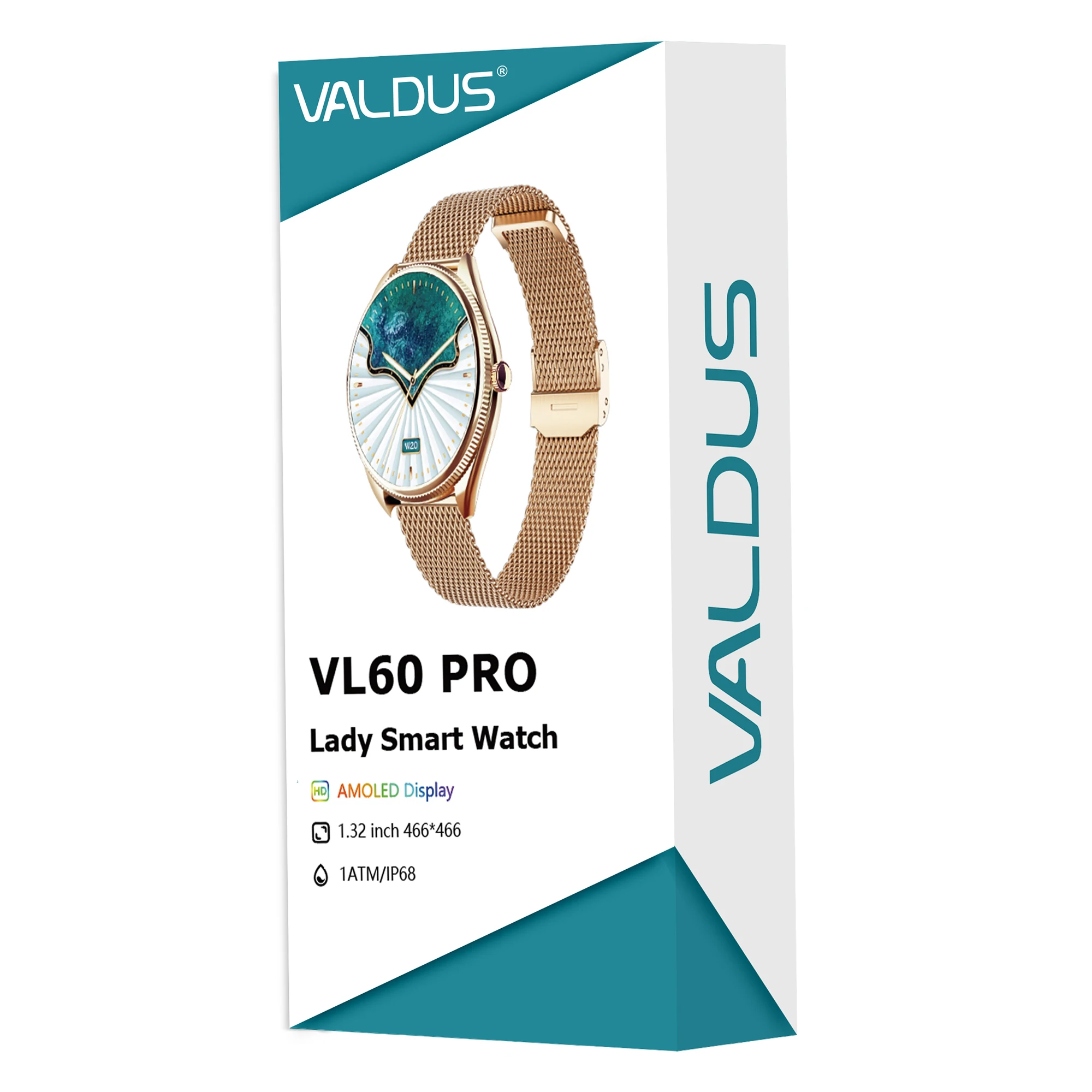 VALDUS 2024 1.32 Inch AMOLED Screen Blood Pressure Monitoring Waterproof Smartwatch World Time Gaming VL60 Pro Women Smart Watch