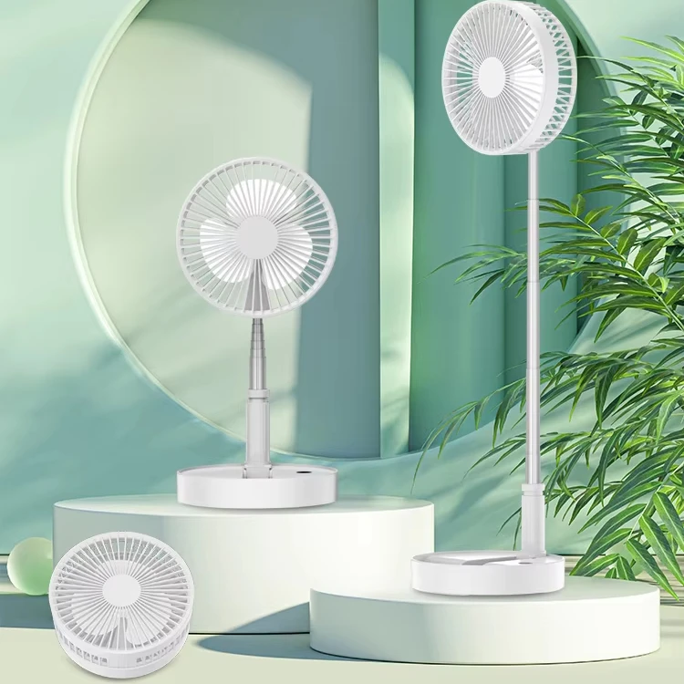 8 Inches 7200mAh Lightweight Portable Folding Storage Fan Rechargeable Low Noise Bedside Table Air Cooling Fan Office Desk Fan