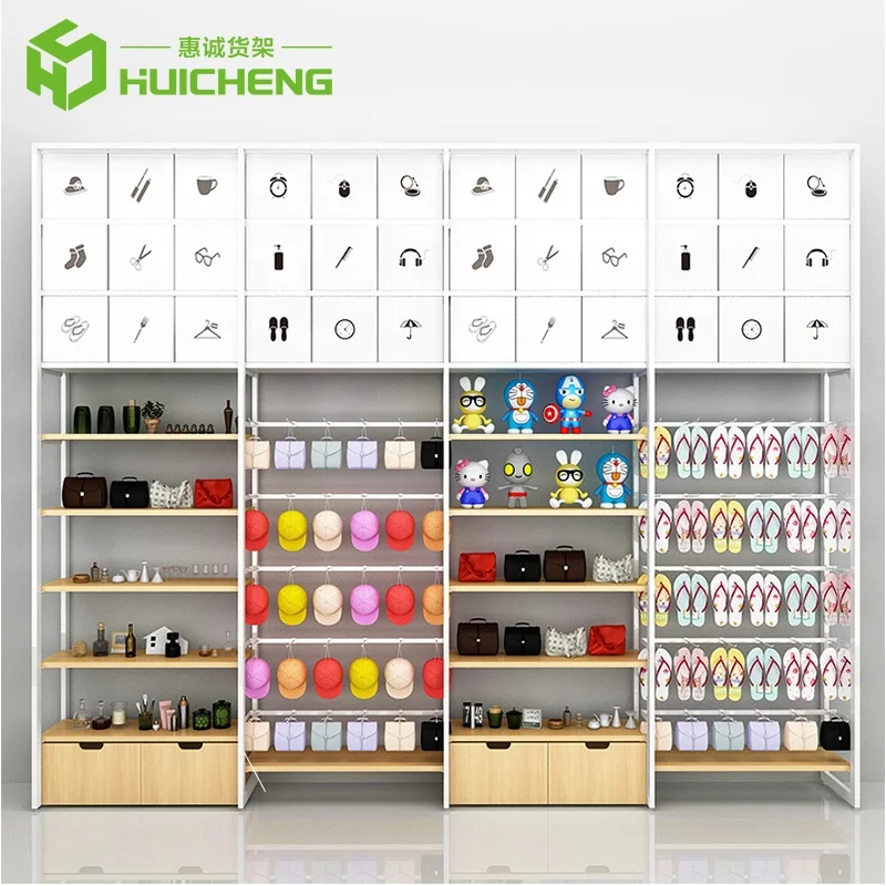 Customized Fashion miniso shelves display wooden metal miniso furniture store racks shop showcase Gift shop miniso racks