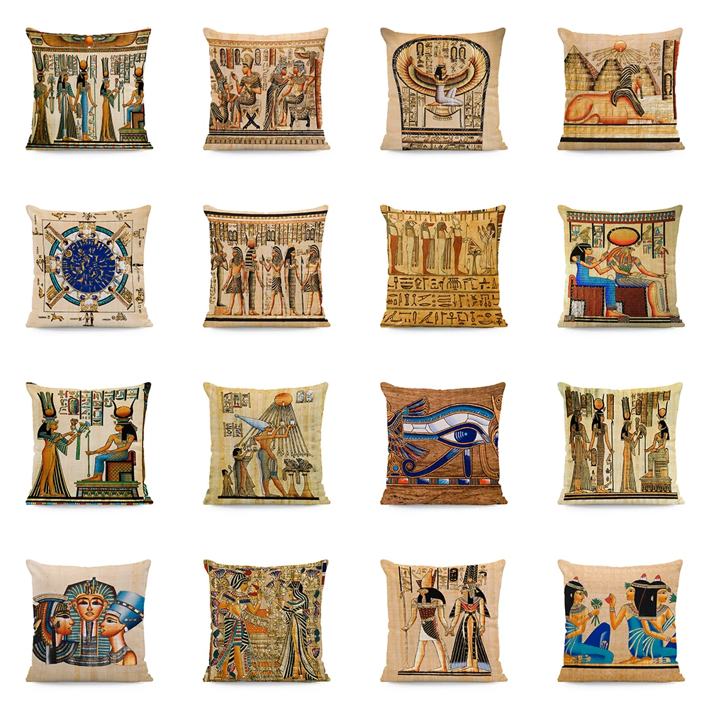 Classy Cases Pillow Egypt Decoration Ancient 45X45 Cm Pintados Velvet Traditional Artistic Decoration Lounger Chair