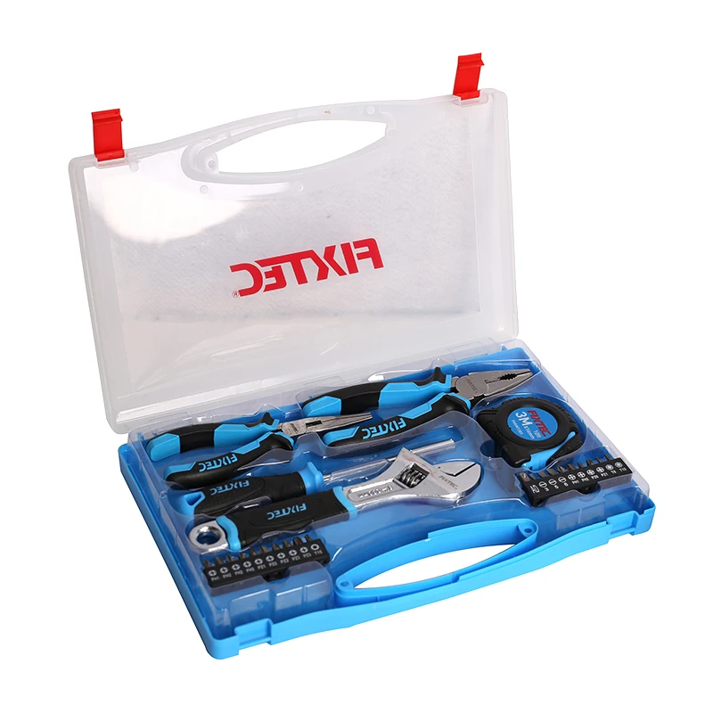FIXTEC 25 PCS Hand Tool Set Professional Mechanic Tool Set with Plastic box+Sticker