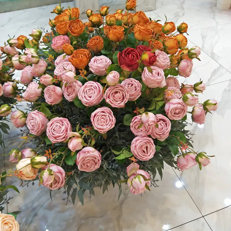 3 Head Imperial Concubine Rose Wedding scene decoration Artificial flowers Three pronged Princess Rose