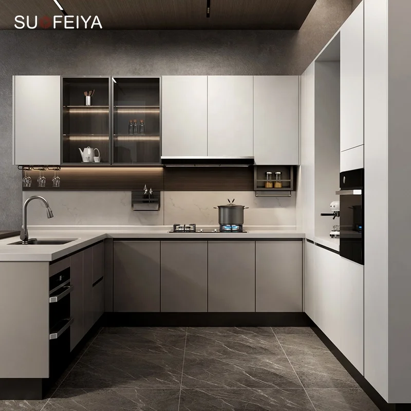 SUOFEIYA Custom Made Kitchen Furniture European Solid Wood Kitchen Cabinet Designs