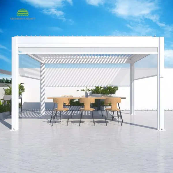 Outdoor windproof aluminium rainproof waterproof pergola covers for terrace shed