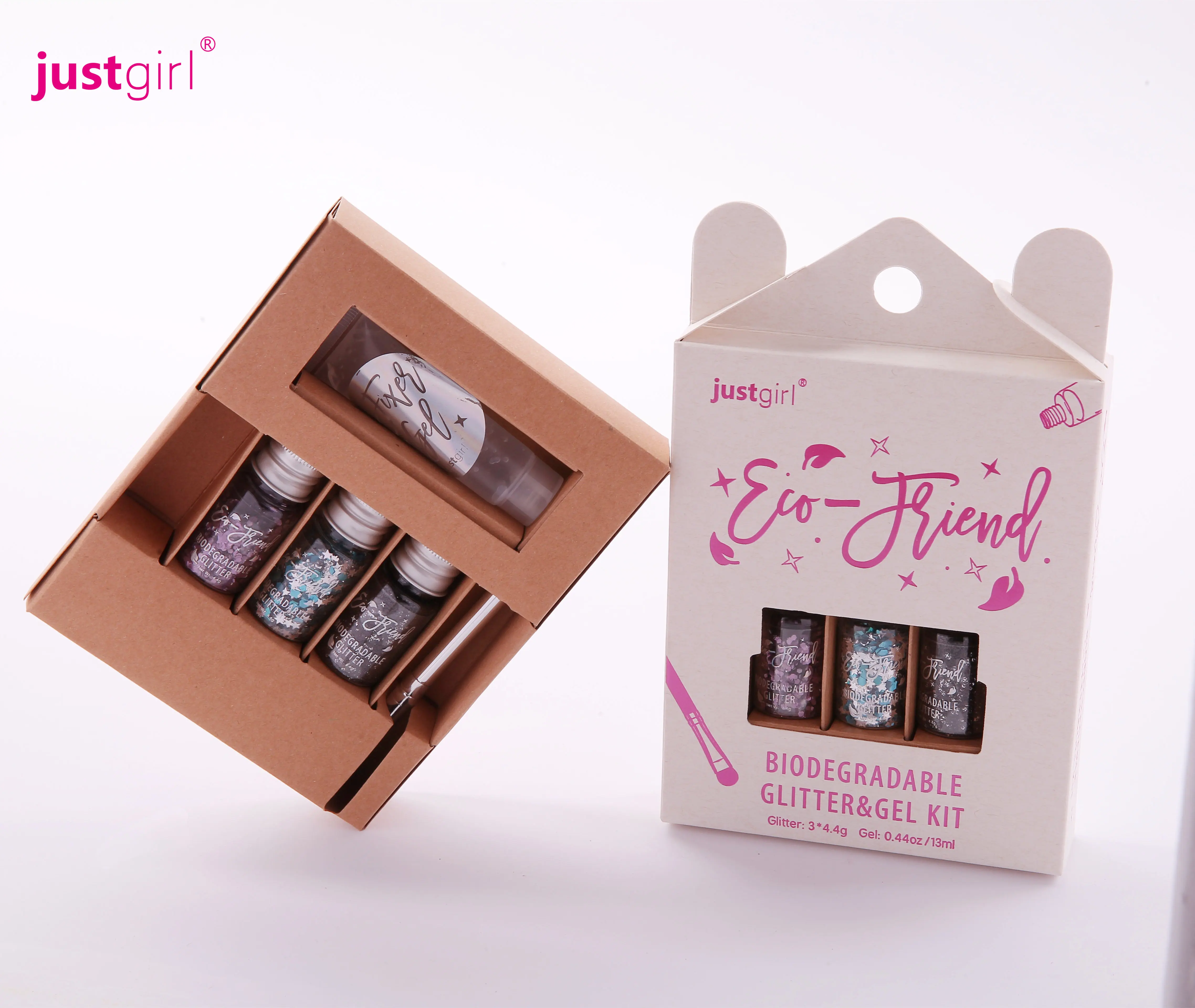Just Girl All Certification Non Toxic Hair Face Nail Body Biodegradable Glitter & Gel Kit for Party Makeup Girls Use