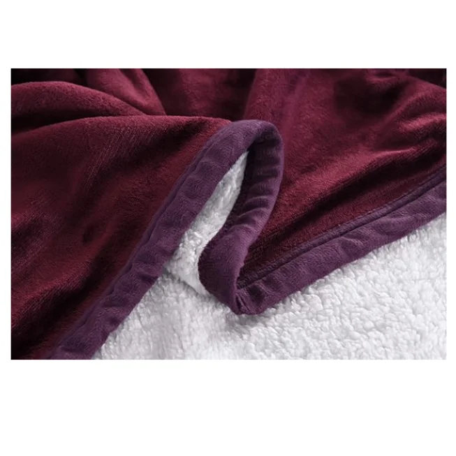 Custom Luxury Ultra Soft Double Ply Sherpa Fleece Blanket 100% Polyester Knitted Solid Pattern Modern Style for Home Use