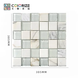 Colorize  Calacatta Gold Square Marble Mosaic Bathroom Wall Floor Tiles regular square white marble stone mosaic floor tile