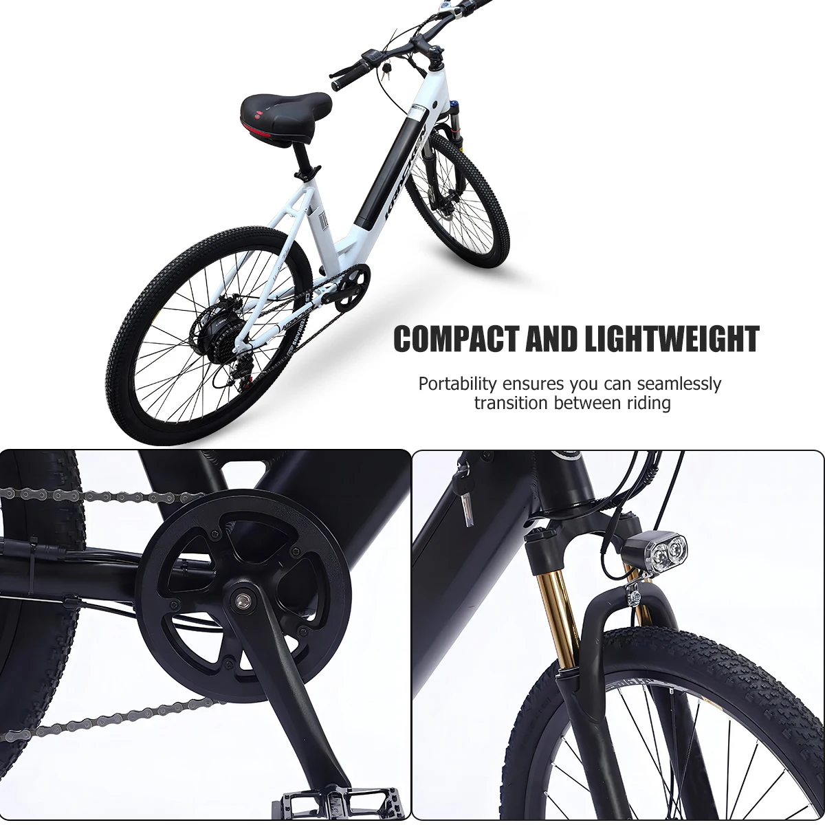 Factory Wholesale 48V Electric 26 Inch Durable Off-Road Adult Mountain Bikes Aluminum Alloy Frame Rear Carrier Hub Motor Shimano