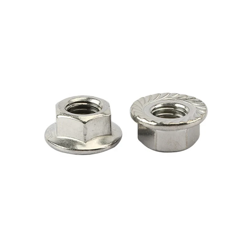 DIN6923 Standard Stainless Steel Serrated Flange Hexagon Lock Thread Nuts for Equipment Flange Wheel Hex Coupling Nuts